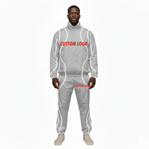 Survêtements coupe-vent en nylon réfléchissant imperméable personnalisés avec logo brodé, ensemble coupe-vent respirant et réfléchissant pour hommes - Product Image 2