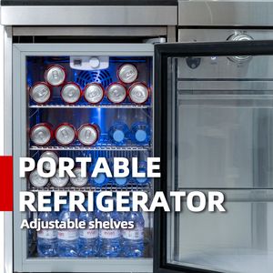 Cocina Exterior de Gas de Acero Inoxidable de Lujo de 44 Pulgadas, 6 Quemadores, 85000 BTU, Isla de Barbacoa, Parrilla, Refrigerador Compacto para Vino - Product Image 1