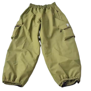 Men's Olive Green <b>Harem</b> Pants Elastic Waist Multiple Pockets Casual Style Breathable Midweight Fabric Spring Wear - Product Image 1
