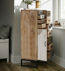 Cómoda de Almacenamiento con Cajones de Madera de Mango Sólida, Diseño Vintage Indio, Ajustable, Ecológica y Duradera, para Sala de Estar y Apartamento - Product Image 3