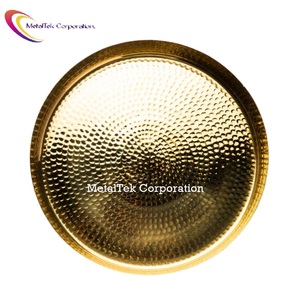 Bandeja decorativa hecha a mano de plata martillada para servir para hoteles y restaurantes de lujo, diseño moderno, precio al por mayor, bandejas de Metal - Product Image 6