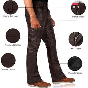 Pantalon en cuir pour homme, look tendance, qualité supérieure, cuir véritable, parfait pour le travail ou les loisirs - Product Image 3