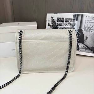Sac messager vintage en cuir ciré matelassé à motif losanges, avec rabat, bandoulière chaîne, fermeture éclair, sac à bandoulière, doublure polyester - Product Image 2
