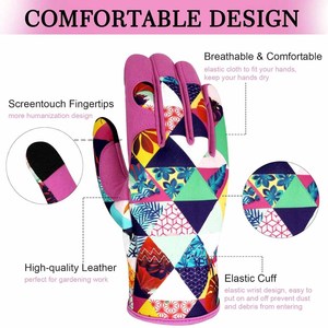 Gants de jardinage pour femmes de haute qualité en cuir synthétique avec écran tactile, protection des doigts, vente en gros, logo personnalisé - Product Image 4