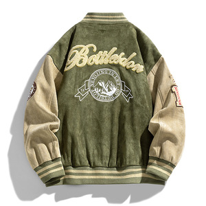 Blouson universitaire personnalisé pour homme, style streetwear hiver, broderie premium, OEM/ODM, 100% laine peignée, logo frontal - Product Image 4