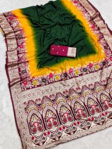 Sari Tradicional Indio de Seda Dola con Tejido Meenakari para Eventos Festivos, Sari Elegante para Bodas para Mujeres - Product Image 6