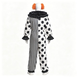 Costume de <span class=keywords><strong>Clown</strong></span> d'Horreur d'Halloween pour Adulte, Combinaison à Pois et Rayures avec Col à Volants - Product Image 3