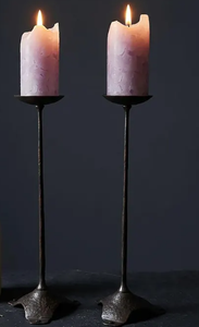 Modern Rustic Hand-Hammered Metal Pillar <b>Candle</b> Holders <b>Set</b> of 3 Industrial Vintage Bronze <b>Candle</b> Pedestals for Dining Table - Product Image 3