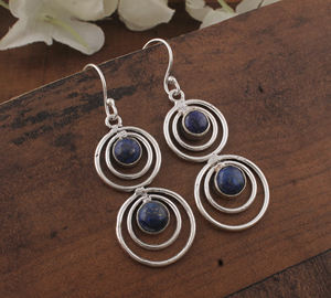Pendientes de Plata de Ley 925 con Lapislázuli Natural al por Mayor, Estilo Vintage, para Bodas, Fiestas, Piedra de Nacimiento, Idea de Regalo para Mujer - Product Image 1