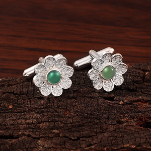 Boutons de manchette en onyx vert naturel et laiton pour homme, bijoux de luxe en pierres précieuses pour costume, cadeau de mariage, de marié, d'anniversaire, de Noël Rafay - Product Image 3