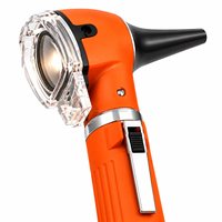 Otoscope à fibre optique orange portable, loupe d'oreille, étui de rangement, embouts auriculaires jetables, outil d'examen médical