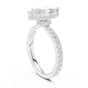 Anillo de oro unisex de lujo con un diamante de laboratorio de corte marquesa de 1.5 quilates y halo oculto, regalo especial de compromiso. - Product Image 6