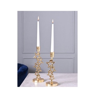 Gold Star Design <b>Candlestick</b> Holders <b>Brass</b> Home Decoration Christmas Decorative Taper Candle Stands - Product Image 2
