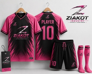 ขายส่งโดยตรงจาก ZIAKOT INDUSTRY ชุดฟุตบอลแบบ sublimated สีดำชมพูสั่งทำได้ ขายดีที่สุด - Product Image 1