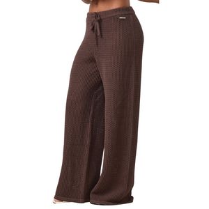 Pantalon de plage en maille ouverte pour femme, marron chocolat, coupe large, avec cordon de serrage, léger, idéal pour les vacances - Product Image 1