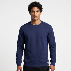Sudadera de Cuello Redondo Azul Marino para Hombre, Corte Regular, Tejido de Punto, Color Sólido, Informal, Manga Larga - Product Image 2