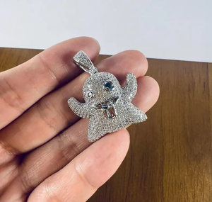 Colgante de Fantasma Adorable con Incrustaciones de Moissanita, Estilo Diamante, Collar Hip Hop, Joyería de Dibujos Animados Divertida y Brillante, Pieza Destacada - Product Image 1