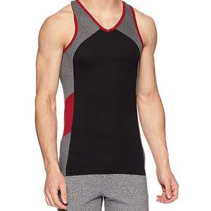 Débardeur d'entraînement sans manches pour homme, col en V, personnalisé, de haute qualité, séchage rapide, respirant, en tissu Spandex/Polyester - Product Image 1