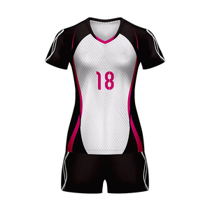 Women Sublimation Volleyball Jersey Pink Yellow Abstract Pattern <b>Short</b> Sleeve <b>Shorts</b> Sport Set OEM - Product Image 5