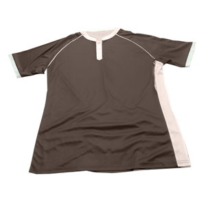 Camiseta de Manga Corta para Hombre, Cuello Redondo, Color Marrón, con Ribete en Contraste, Tejido de Poliéster, Corte Regular, Estilo Casual, Color Sólido - Product Image 1