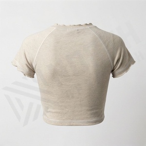 T-shirts courts en coton lavé 100 % silicone pour femmes, style décontracté, motif uni, 180 GSM, vêtements compressés de qualité supérieure - Product Image 2