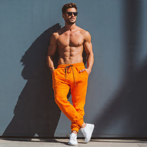 Pantalon de jogging sport pour homme, coupe longue décontractée, en coton et polyester, respirant, avec cordon de serrage, idéal pour la gym - Product Image 6