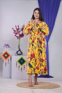 Bata Larga de Terciopelo Suave con Estampado Floral para Mujer, Manga Larga, Cuello en V, Cierre con Cordón, Estilo Casual de Primavera - Product Image 3