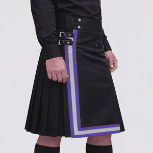 Kilt utilitaire écossais noir et violet pour homme, style pompier, avec bordure haute visibilité 2026 - Product Image 1