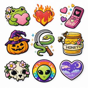 Custom Embroidered Patch <b>Set</b> Iron On <b>Sew</b> On Cute Spooky Aesthetic Applique Badges for Jackets Bags Hats Jeans DIY Decor - Product Image 1