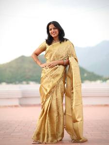 Dernier modèle de Saree en soie Banarasi avec broderie Zari dorée, comprenant un chemisier non cousu, pour mariage, prix de gros, vêtement ethnique SAREESILK - Product Image 6