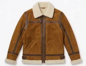 Blouson Bomber Homme en Cuir Véritable Premium avec Fermeture Éclair, Doublure Douce en Fausse Fourrure Polyester, Chaleur Hivernale, Style Streetwear, Séchage Rapide - Product Image 1
