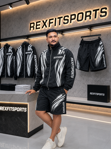 REXFIT SPORTS 2026 Conjunto Deportivo Personalizado para Hombre, Chaqueta con Capucha y Pantalones Cortos de Nailon Negro, Ligero, para Gimnasio, Entrenamiento, Running - Product Image 5