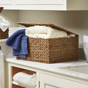 Multipurpose seagrass <b>basket</b> with lid Handmade <b>Storage</b> <b>Basket</b> Wholesale eco-friendly Made in Vietnam - Product Image 3