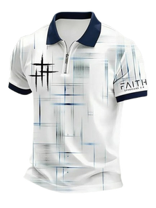 Polo Sublimado para Hombre, Manga Corta, Patrón Geométrico, Secado Rápido, Estilo Deportivo, Tejido de Poliéster - Product Image 5