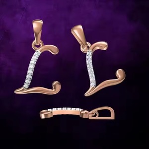 Colgante de Moissanita con Letra L, Plata 925 y Oro Laminado, Engaste de Canal, Corte Brillante Redondo, Charm Clásico Unisex - Product Image 4