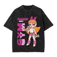 T-shirt à manches courtes Power Puffs Girls pour hommes et femmes, style streetwear vintage, tricoté, écologique, respirant, vêtements décontractés