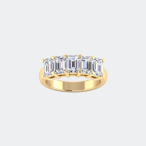 4.00CTW Emerald Cut Prong Set Five-<b>Stone</b> Band Ring 10K Gold Plated Lab Grown Diamonds Luxury - Product Image 4