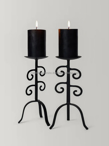 Candelabro de hierro Soporte decorativo Metal Negro Remolino y Zig Zag Diseños múltiples para el hogar y regalos de Navidad - Product Image 6