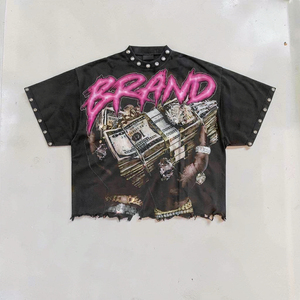 เสื้อยืดลายกราฟิกวินเทจแบบยูนิเซ็กซ์ สไตล์ดิสเทรส ผ้าฝ้าย 100% ชุดเสื้อยืดแขนสั้นและกางเกงขาสั้นแฟชั่นใหม่ - Product Image 5
