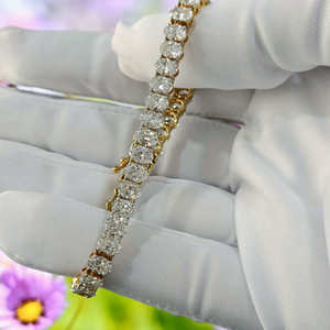 Bracelet tennis en moissanite, argent 925 plaqué or, rond brillant, bijoux unisexe pour fête, mariage, cadeau - Product Image 3