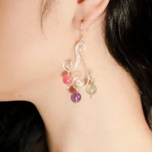 Meilleure vente beGems Boucles d'oreilles gemmes torsadées à trois niveaux pour femmes Bijoux nature bohème du Vietnam - Product Image 4
