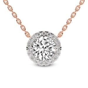 Collier pendentif solitaire en or massif 14k/18k avec halo de diamants de laboratoire Belleza, style indien élégant (1/2 CT.) Tw. Pour femmes et filles - Product Image 5