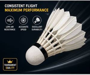 Volants de badminton Ganvox Global Premium Classe A en plumes d'oie, qualité tournoi, vitesse 77, 12 pièces en tube, pour le badminton - Product Image 3