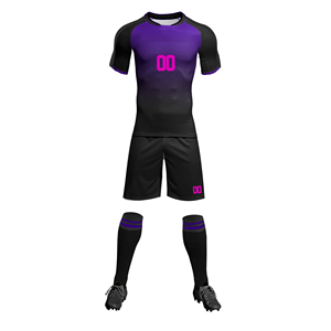 Custom Sublimated Soccer Jersey Set Men's Black Red Gradient Short Sleeve Moisture Wicking Football Uniform Adult Team Wear - Product Image 5