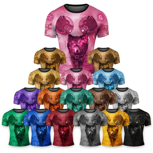 เสื้อรัดกล้ามเนื้อสำหรับกีฬา MMA BJJ ยิวยิตสู คาราเต้ สำหรับการฝึกซ้อมและการต่อสู้  ชุดว่ายน้ำ  ผ้าโพลีเอสเตอร์ผสมสแปนเด็กซ์ ยืดหยุ่น สวมใส่สบาย สำหรับผู้ชาย - Product Image 1