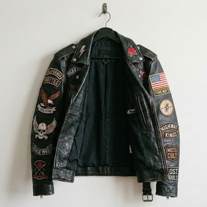 European and American Men's PU <b>Jacket</b> for Men Teenagers Standing Collar <b>Punk</b> Leather <b>Jacket</b> for Men - Product Image 2
