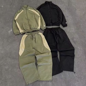 Custom Windbreaker Jacket Set Men Lightweight Nylon <b>Tracksuit</b> Color Block Jogging Sweat Suit Hooded Joggers Set Manufacturer - Product Image 4