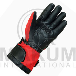 Guantes de Carreras de Cuero Completos, Rojos y Negros, con Correa de Muñeca Ajustable, Resistentes al Viento, Unisex, para Conducir al Aire Libre - Product Image 4