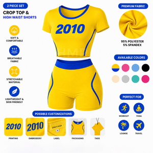 Camiseta Corta Sexy y Pantalones Cortos Casuales con Logotipo Bordado en 3D de HMR Sorority Sisterhood Manufacturers - Product Image 6