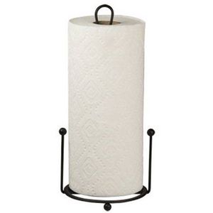 Modern Matte Black Steel Paper Towel Holder Elegant Scroll Design Free <b>Standing</b> Kitchen Roll Holder With <b>Weighted</b> Base Decor - Product Image 2